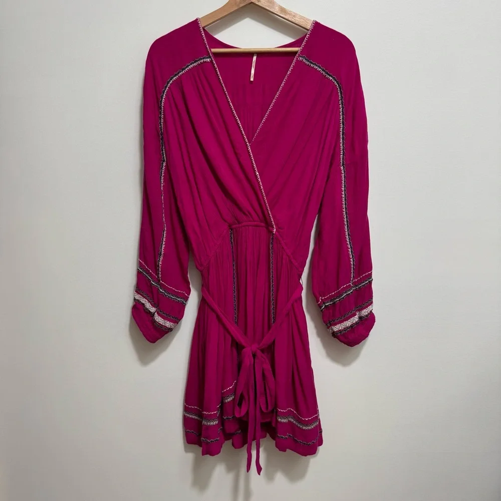 Free People‎ Embroidered Delilah Wrap Dress Small